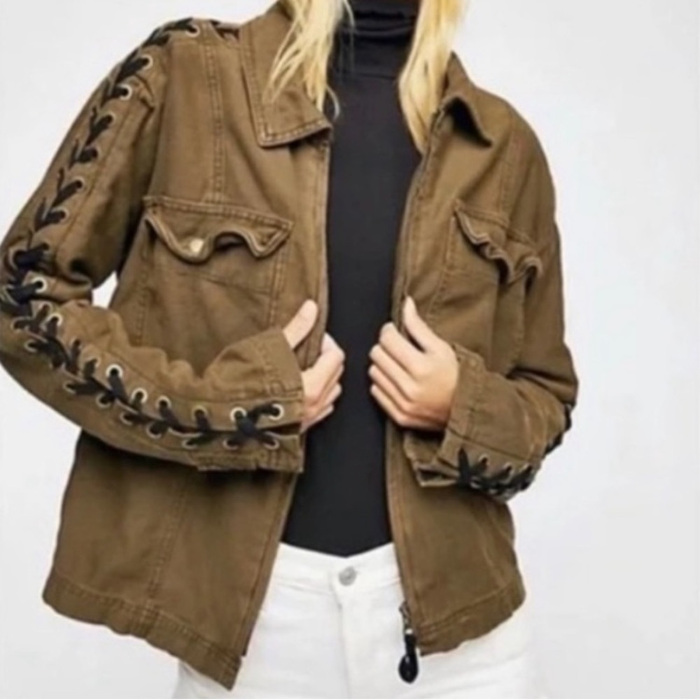 Free People lace up jacket.